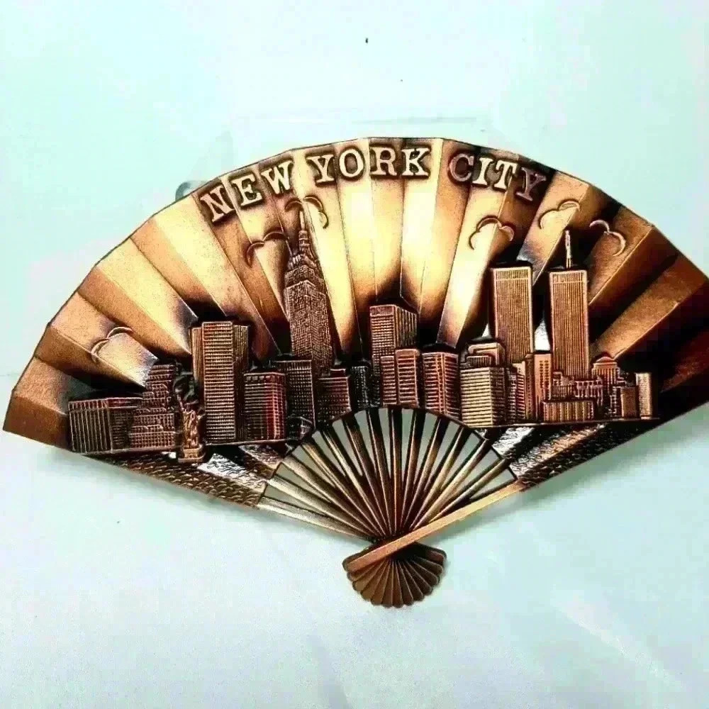 Vintage  Copper New York City Souvenir Fan. Epic Landmarks.